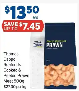 Foodland Thomas Cappo Seafoods Cooked and Peeled Prawn Meat offer