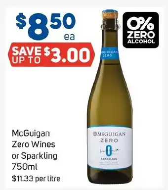 Foodland McGuigan Zero Wines or Sparkling offer