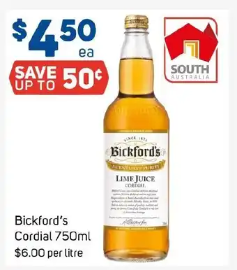 Foodland Bickford's Cordial offer