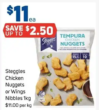 Foodland Steggles Chicken Nuggets or Wings Nibbles offer