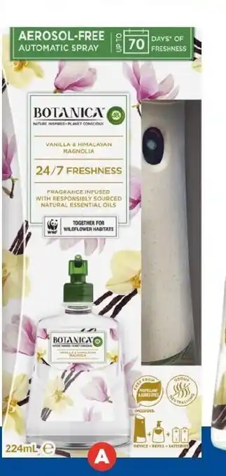 Foodland Air Wick Botanica Vanilla and Himalayan Magnolia  Automatic Spray Starter Kit offer