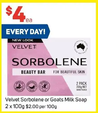 Foodland Velvet Sorbolene or Goats Milk Soap offer