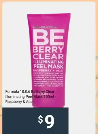 Kmart Formula 10.0.6 Be Berry Clearl Illuminating Peel Mask Raspberry and Acai offer