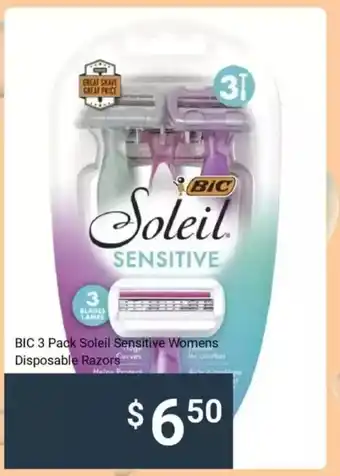 Kmart BIC 3 Pack Soleil Sensitive Womens Disposable Razors offer