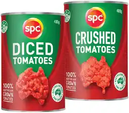 IGA SPC Diced or Crushed Tomatoes 400-410g Selected Varieties offer