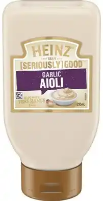 IGA Heinz Seriously Good Aioli, Mayonnaise or Tartare 295mL Selected Varieties offer