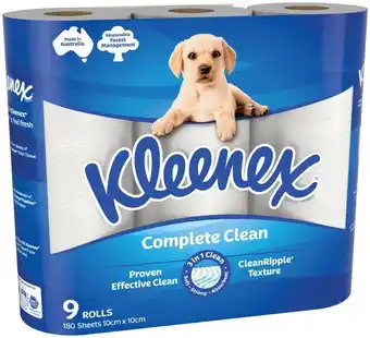 IGA Kleenex Complete Clean Toilet Tissue 9 Pack offer