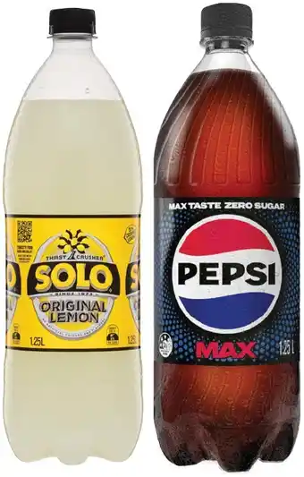 IGA Pepsi or Solo 1.25 Litre Selected Varieties offer