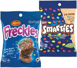 IGA Allen's Freckles, Jaffas or Nestlé Smarties Share Pack 160g offer