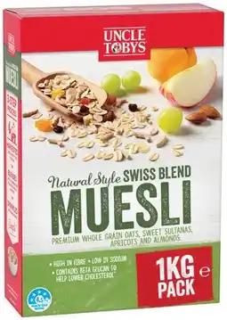 IGA Uncle Tobys Natural Style Swiss Blend Muesli 1kg offer