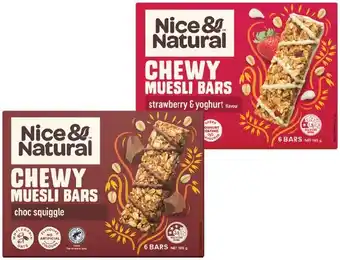 IGA Nice & Natural Chewy Muesli Bars 6 Pack Selected Varieties offer