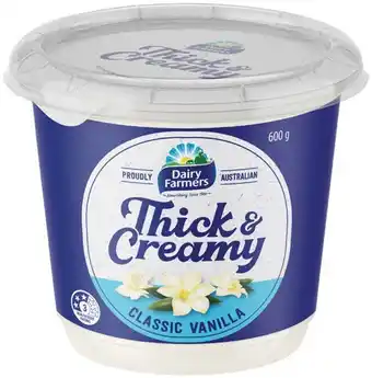 IGA Dairy Farmers Thick & Creamy Yoghurt 550‑600g Selected Varieties offer