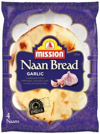 IGA Mission Naan Bread 4 Pack or Mini 6 Pack Selected Varieties offer