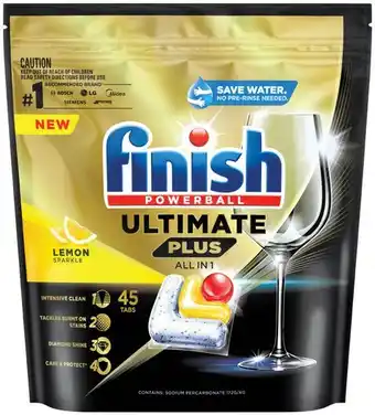 IGA Finish Ultimate All in One Lemon Sparkle Dishwashing Tabs 45 Pack offer