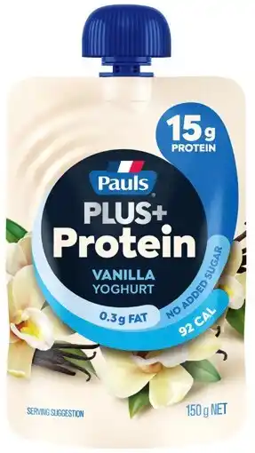 IGA Pauls Plus+ Protein Yoghurt Pouch 150g Selected Varieties offer