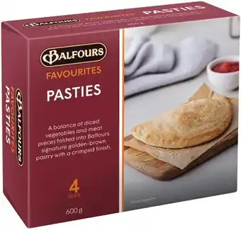 IGA Balfours Pasties, Pies or Giant Sausage Rolls 4 Pack 600g offer