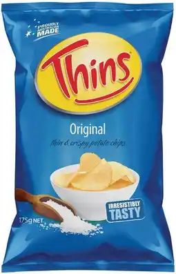 IGA Thins Chips 150‑175g or Onion Rings 85g Selected Varieties offer