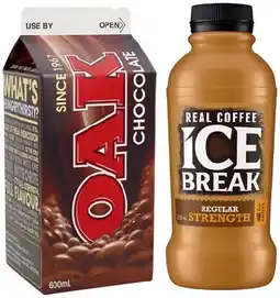 IGA Ice Break Real Coffee 500mL or Oak Flavoured Milk 600mL Selected Varieties offer