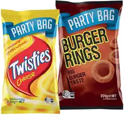 IGA Twisties, Burger Rings, Cheetos or Toobs 125-270g Selected Varieties offer