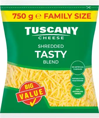 IGA Tuscany Shredded Tasty Cheese Family Size 750g offer