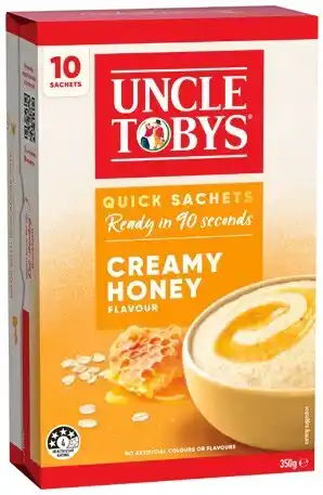 IGA Uncle Tobys Rolled Oats Quick Sachets 8‑10 Pack Selected Varieties offer