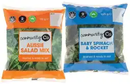 IGA Community Co Aussie Salad Mix 110g or Baby Spinach & Rocket 100g offer