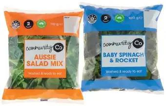 IGA Community Co Aussie Salad Mix 110g or Baby Spinach & Rocket 100g offer