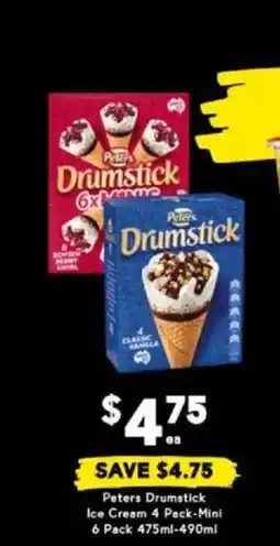 Drakes Peters Drumstick Ice Cream 4 Pack-Mini 6 Pack 475ml-490ml offer