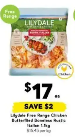 Drakes Lilydale Free Range Chicken Butterflied Boneless Rustic Italian offer