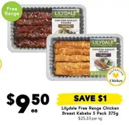 Drakes Lilydale Free Range Chicken Breast Kebabs offer