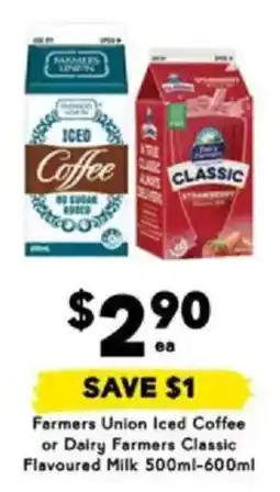 Drakes Farmers Union Iced Coffee or Dairy Farmers Classic Flavoured Milk offer