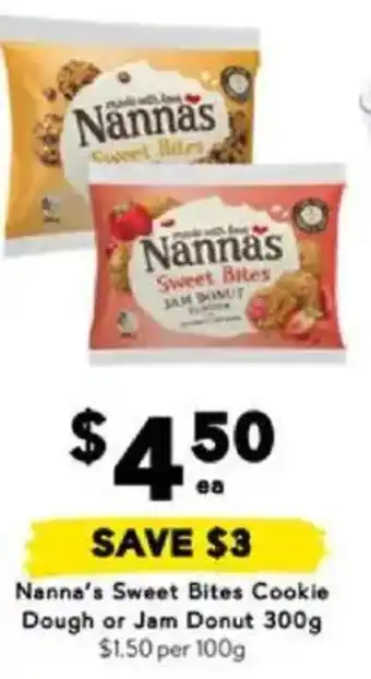 Drakes Nanna's Sweet Bites Cookie Dough or Jam Donut 300g offer