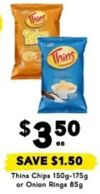 Drakes Thins Chips or Onion Rings offer