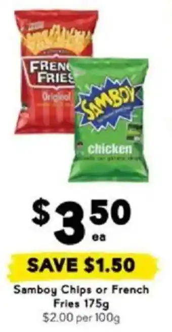 Drakes Samboy Chips or French Fries offer