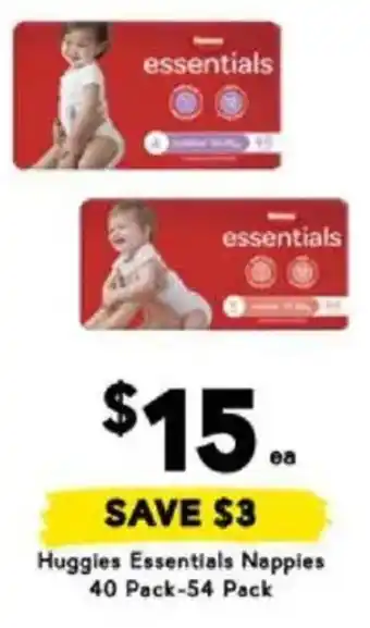 Drakes Huggies Essentials Nappies 40 Pack-54 Pack offer