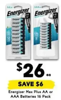 Drakes Energizer Max Plus AA or AAA Batteries offer