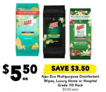 Drakes Ajax Eco Multipurpose Disinfectant Wipes, Luxury Home or Hospital Grade offer