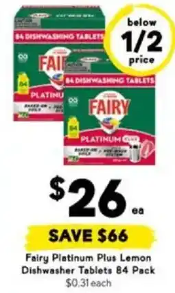 Drakes Fairy Platinum Plus Lemon Dishwasher Tablets offer