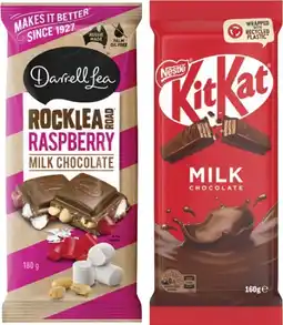 Coles Nestlé Block Chocolate 118g-180g or Darrell Lea Block Chocolate 160g-180g offer