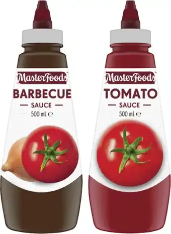 Coles MasterFoods Squeeze Tomato or Barbecue Sauce 475mL-500mL offer