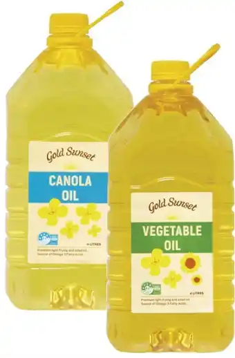 Coles Gold Sunset Canola or Vegetable Oil 4 Litre offer