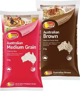 Coles Sunrice Medium Grain Rice 5kg offer