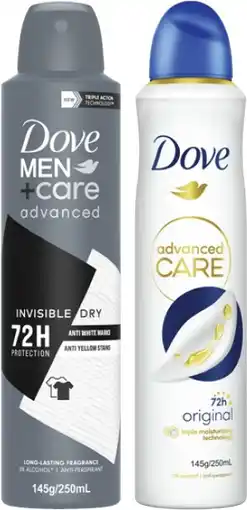 Coles Dove Advanced Care Antiperspirant Aerosol Deodorant 250mL offer