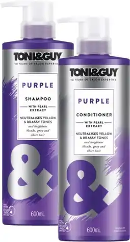 Coles Toni & Guy Shampoo or Conditioner 600mL offer