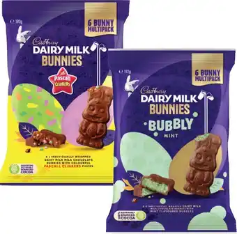 Coles Cadbury Dairy Milk Bunnies Share Pack 180g-192g offer