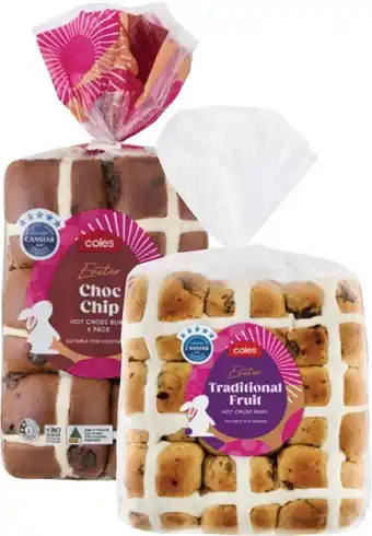 Coles Coles Hot Cross Buns 3 Pack, 6 Pack or 9 Pack offer