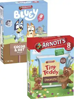 Coles Arnott's Multipack Bluey or Tiny Teddy Biscuits 168g-200g offer