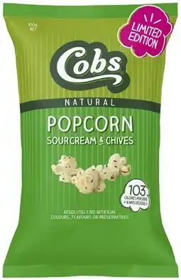 Coles NEW Cobs Sour Cream & Chives Popcorn 100g offer