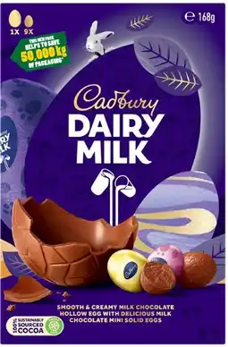 Coles Cadbury Dairy Milk Chocolate Easter Egg Gift Box 153g-172g offer