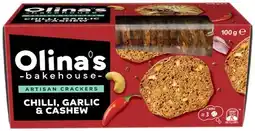 Coles NEW Olina's Chilli, Garlic & Cashew Artisan Crackers 100g offer